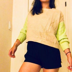 High-low knit summer colorblock sweater